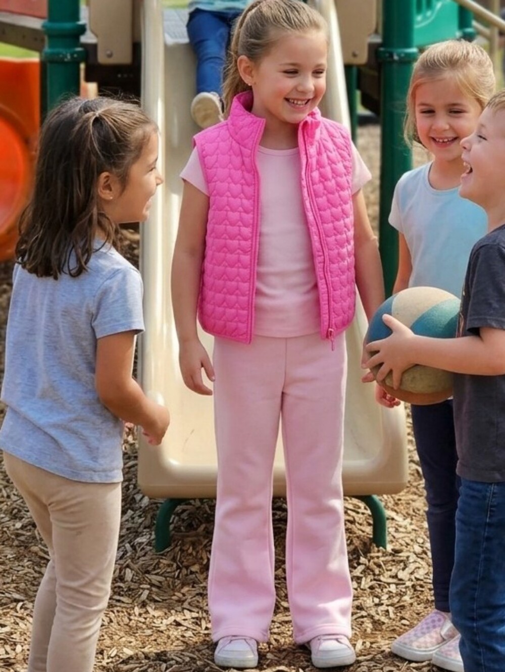 90 Degree By Reflex Pink Quilted Vest and Pants Set, Size 4, NWT - Picture 2 of 6